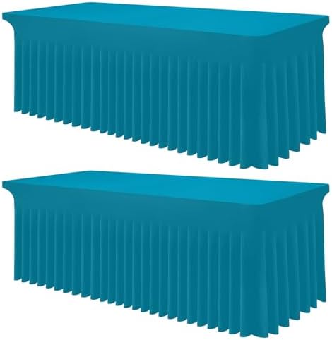 Smiry 2 Pack Spandex Elastic Fitted Table Cloth Skirt for 8FT Table by Smiry