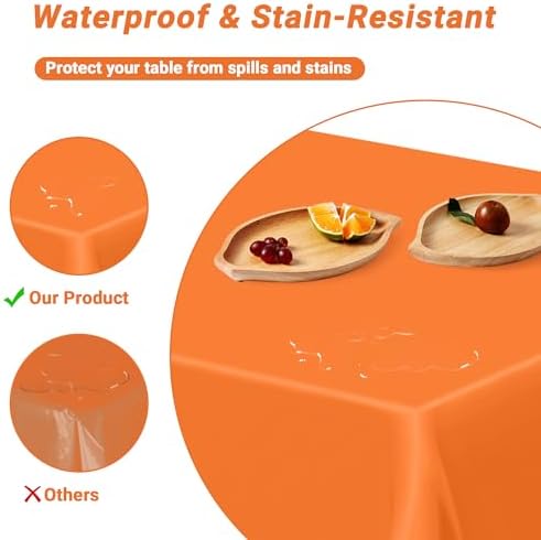 QZYL 4 PCS Table Cloth, 54" x 108" Orange Tablecloth Plastic, Multiple Colors Disposable Tablecloth for Indoor Outdoor Home Essentials, Waterproof Table Covers of Baptism Decorations Picnic Themed - Image 3