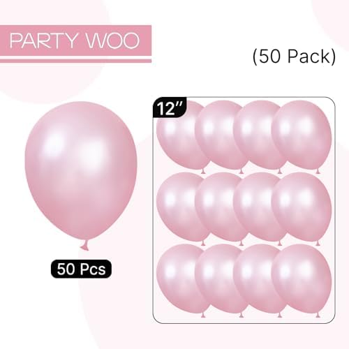 PartyWoo Pearl Pink Balloons 50pcs Light Pastel Baby Pink Color 12 Inch - Image 6