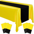 Oudain 6 Pcs Plastic Disposable Table Cloth 54" x 108", Black, Yellow by Oudain