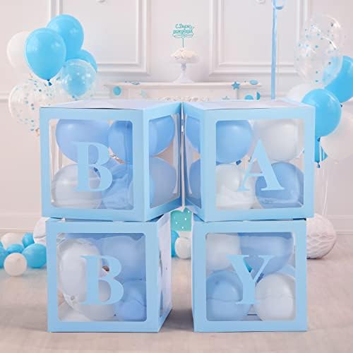 Voircoloria Baby Balloon Boxes with Letters, Blue, 4 Transparent Boxes - Image 6