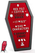 Nomnu Coffin Letter Board, Red Gothic Decor w/Bat Stickers, Spooky Emojis by Nomnu