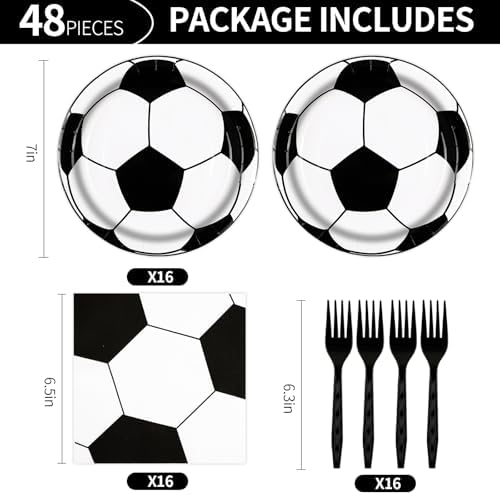 48Pcs Soccer Paper Plates&Napkins Soccer Birthday Party Supplies - Image 2