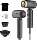 Travel Hair Dryer, Dual Voltage Mini Ionic Blow Dryer for Fast Drying, Compact Lightweight Hair Dryer with Magnetic Diffuser for Home & Travel, Portable Hairdryer International 110-240V (Black) by Flashbase