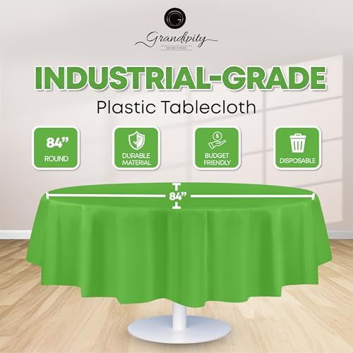Grandipity Plastic Table Cloth Disposable 12 Pack 84" Round Lime Green - Image 2