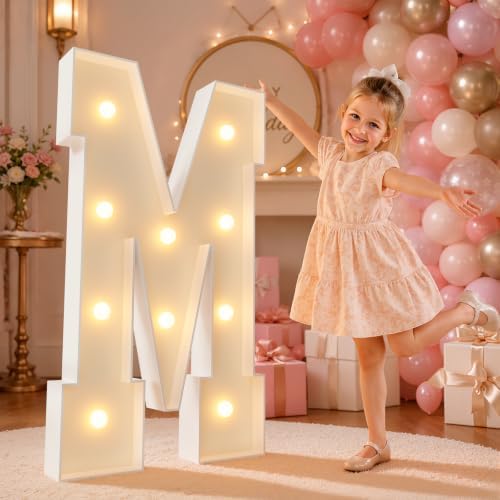 imprsv 4FT Marquee Light Up Letters for Birthday Party Decorations Marquee Letters for Marry Me Wedding Event Bridal Shower Engagement Anniversarty Party Decor,Letter M by Letsmakeitimpressive