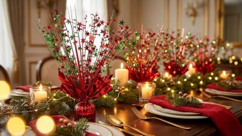 6 Pack Christmas Centerpieces for Tables Red Green - Image 4