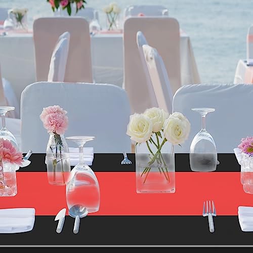 Oudain 6 Pcs Plastic Disposable Table Cloth 54" x 108", Black, Red - Image 5