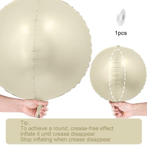 12 Pcs Cream White Round Foil Balloons Boho Birthday Prom Decor 22" 10" - Image 7