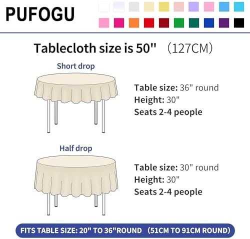 Pufogu 50" Round Royal Blue Sequin Tablecloth Glitter Royal Blue Table Cloths for Birthday Wedding Bridal Baby Shower Party Decorations - Image 5