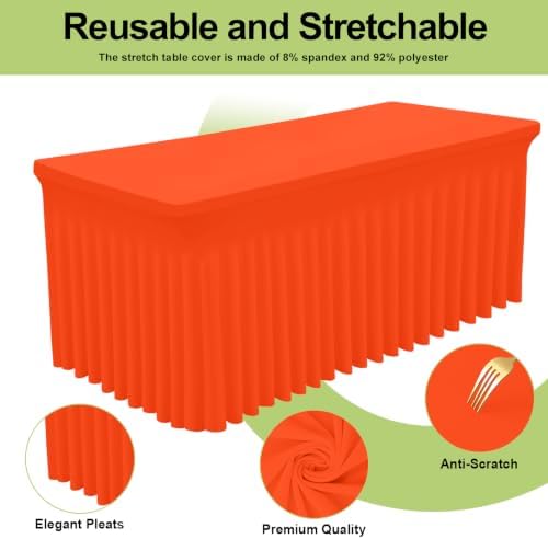 Smiry 2 Pack Spandex Elastic Fitted Table Cloth Skirt for 6FT Table - Image 3