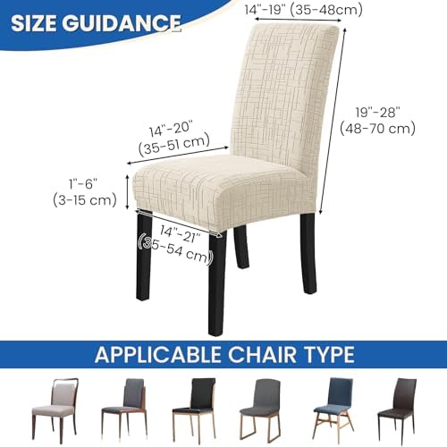 Super Stretch Chair Covers for Dining Chairs Set of 4, Beige - Image 3