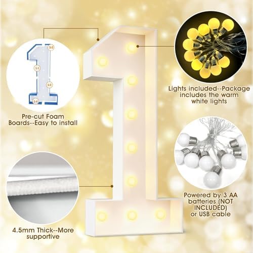 Ledido Easy-Assemble 4FT Warm White Marquee Light Up Number 15 for Birthday - Image 6