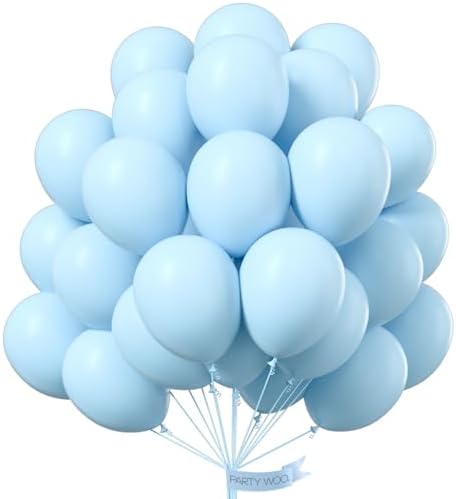 PartyWoo Baby Blue Balloons 50pcs Light Pastel Sky Aqua Blue Color by PartyWoo