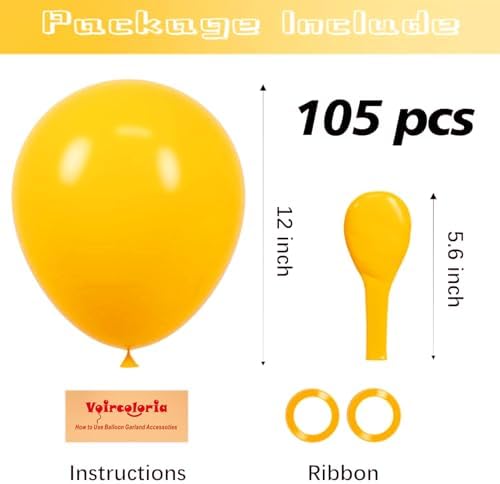 Voircoloria 105pcs Lemon Yellow Party Latex Balloons, 12inch - Image 2
