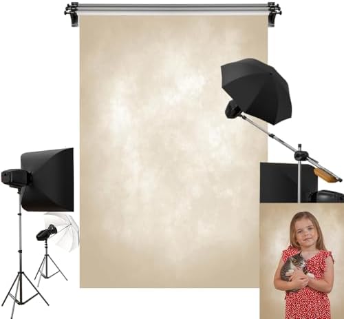 Kate 8x8ft/2.5x2.5m Light Yellow Backdrop Cream Abstract Texture Portrait Photography Background Photo Studio Props by KateBackdropforPhotography