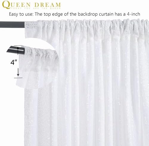 White Sequin Backdrop Curtain 7ft x 7ft Party Backdrop for Party Wedding - Image 6