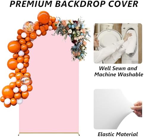 Neatsure Arch Backdrop Stand and Cover Set, 7.2FT Metal Photo Balloon Arch Backdrop Stand for Wedding Birthday Party Baby Shower Ceremony Graduation Decoration, Pink - Image 3