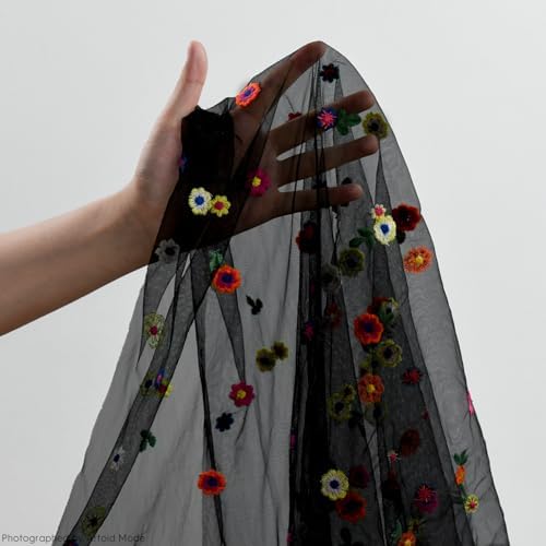 Artoid Mode Black Embroidery Daisy Gauze Table Runner 59x120 Inch 10FT - Image 6