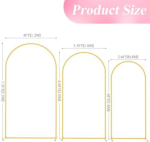 Wokceer Wedding Arch Backdrop Stand 7.2FT,6.6FT,6FT Gold Metal Arch Stand - Image 2