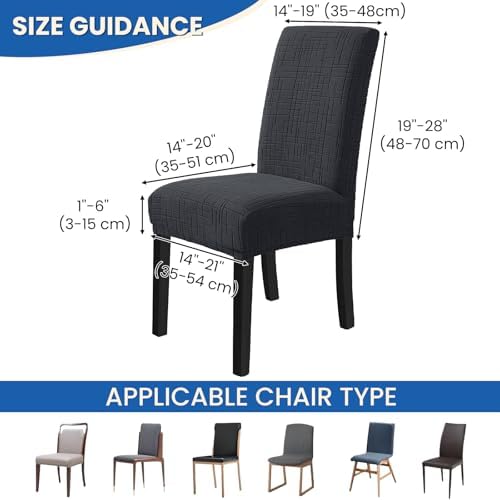 Stretch Chair Covers for Dining Chairs Set of 2, Charcoal Gray - Image 3
