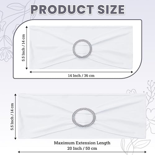MDS Pack of 200 Spandex Chair Sashes for Wedding Party & Event – White - Image 2