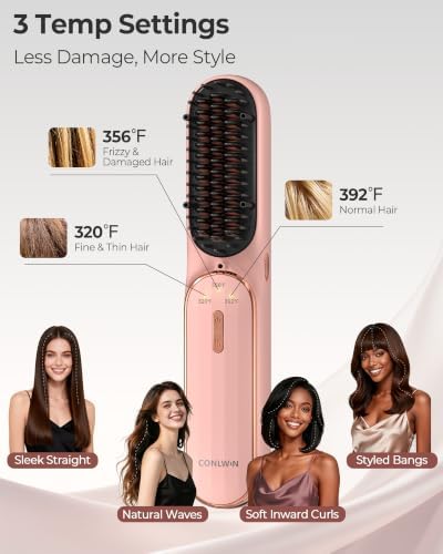 Cordless Hair Straightener Brush, Portable Travel Touch-Ups, S03 - Image 5