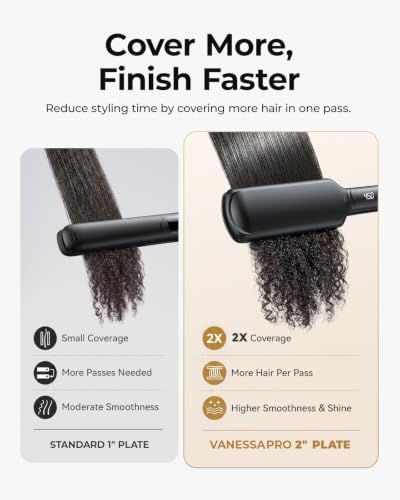 VANESSA PRO 2 Inch Titanium Flat Iron, Easy One Pass Styling for Thick Hair - Image 4