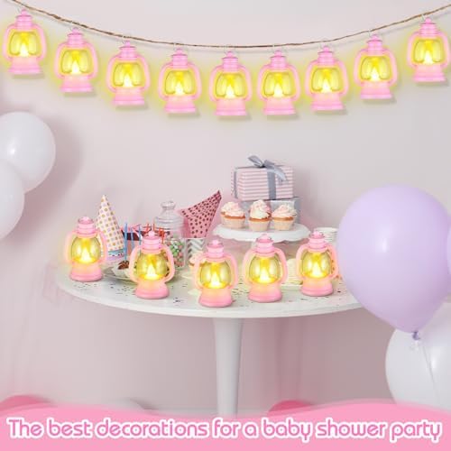 Ferraycle 12 Pcs Mini Lanterns Bulk 4 Inch Pink Lamp Table Centerpieces - Image 3
