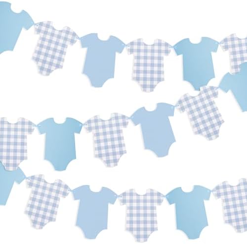 Pre-Strung Boy Blue Bodysuit Decoration Banner, Baby Shower Sign,Blue Jean Baby Shower Decor Bunting Girl by Unknown