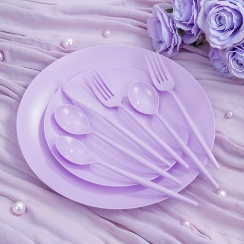 EjonirInjonir 150pcs Premium Purple Plastic Plates for Parties Matte Finish - Image 6