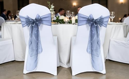 Pack of 150 Organza Chair Sashes for Wedding & Event Décor – Silver Grey - Image 2