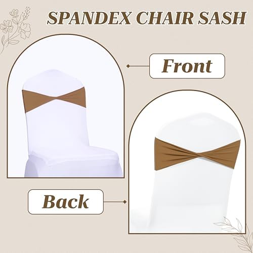 MDS Pack of 75 Spandex Chair Sashes Without Slider Buckles – Mocha - Image 4