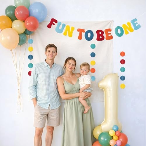 Kriyokiaa Fun To Be One 1st Birthday Felt Banner Set, Boy Girl - Image 5