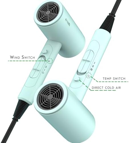 Funtin Hair Dryer Blow Dryer with Diffuser Brush Comb 1800W Full Accessories for Women Professional Tifunny Blue - Image 3