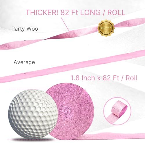 PartyWoo Pink Crepe Paper Streamers 4pcs 328 FT Red Hot Red Streamers - Image 3