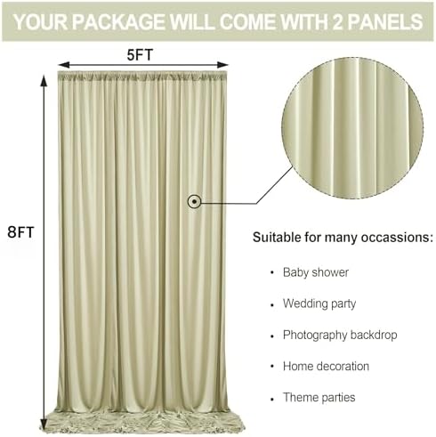 10 ft x 8 ft Wrinkle Free Light Green Backdrop Curtain for Parties, Light Green Polyester Photo Backdrop Drapes for Baby Shower Wedding Engagement Birthday Party Backdrop Stand,5ft x 8ft 2 Panels - Image 4