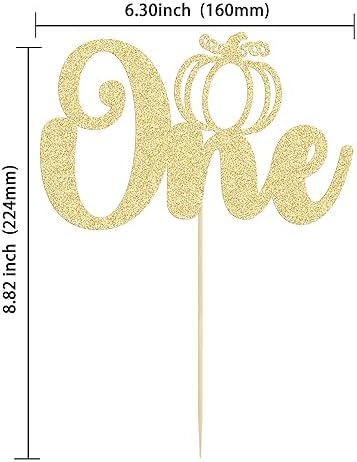 1Pc Pumpkin One Cake Topper Gold Glitter Fall 1st Pumpkin Birthday Cake Topper Decorations Baby Shower Party Decorations for Autumn Themed Kids First Birthday Thanksgiving Party Supplies - Image 2