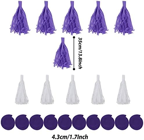 ZERODECO Party Decorations, 41 Pcs Purple Papar Fans Pompoms Garlands String Tissue Paper Tassel for Fiesta Home Bridal Baby Shower Wedding Boy Girl Birthday Party - Image 6