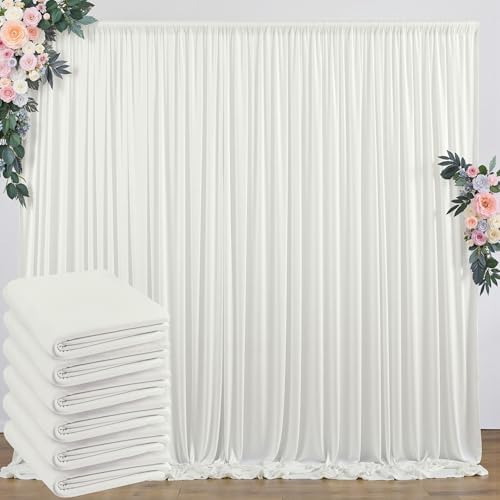 30 ft x 10 ft Wrinkle Free Ivory Backdrop Curtain for Wedding Parties, Polyester Ivory Photo Backdrop Drapes 6 Panels 5x10ft for Baby Shower Photoshoot Engagement Birthday Party Photography Background by Outpain
