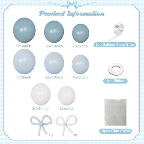 Blue White Balloon Arch Kit for Baby Shower Birthday Decor - Image 5