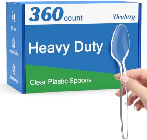 Dealusy 360 Count Clear Plastic Spoons Disposable by Dealusy