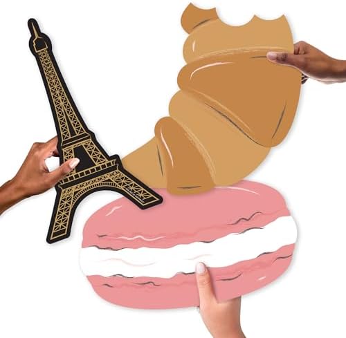 Big Dot of Happiness Stars Over Paris - Eiffel Tower, Macaroon and Croissant Decorations - Parisian Themed Party Large Photo Props - 3 Pc - Image 5