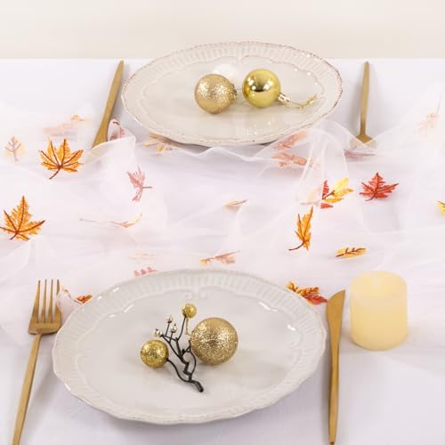 Maple Leaf Table Runner Fall Tulle Gauze Sheer Cheesecloth Party Home Decor - Image 4