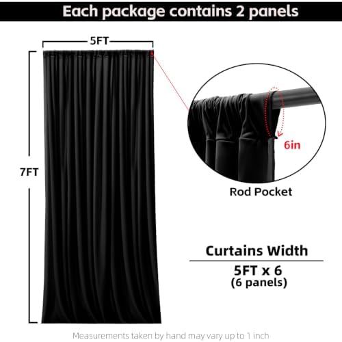 30x7FT Black Wrinkle-Free Backdrop Curtain with Rod Pockets - Wedding, Baby Shower, Photography, Stage Ceremony Party, Home Decor - Image 3