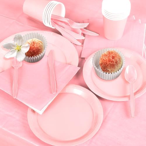 229PCS Pink Party Supplies Set Disposable Paper Plates Cups - Image 4
