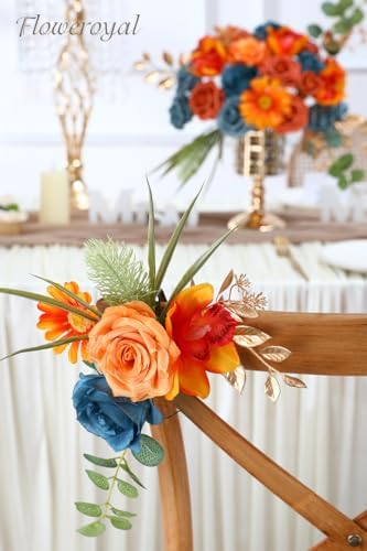 Floweroyal Artificial Flowers Combo Orange Flowers Mix Silk Flowers Fake Roses with Stems for DIY Wedding Bridal Bouquets, Baby Shower, Floral Arrangement, Table Centerpieces, Home Decorations - Image 5