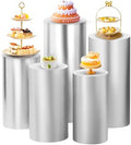 SaitiMade Set of 5 - Silver Cylinder Pedestal Stand Covers by SaitiMade