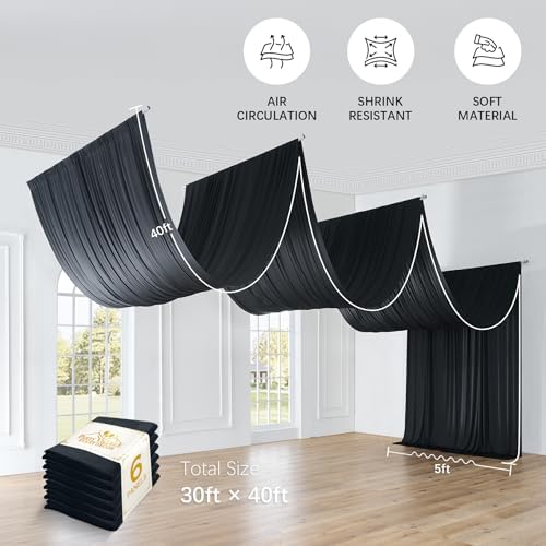 30ftx40ft Black Ceiling Curtain for Halloween Parties - Image 6
