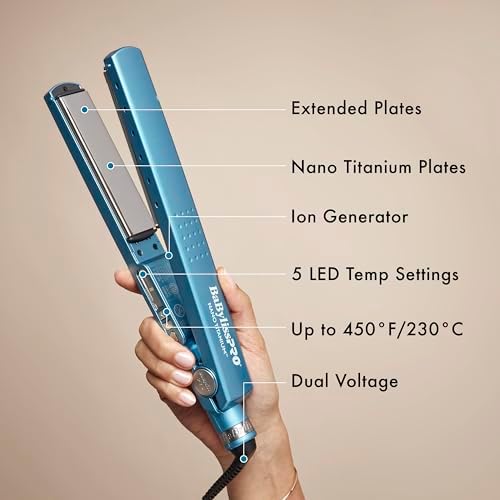 BabylissPRO Nano Titanium Ionic Hair Straightener, Professional Flat Iron for All Hair Types - Image 3